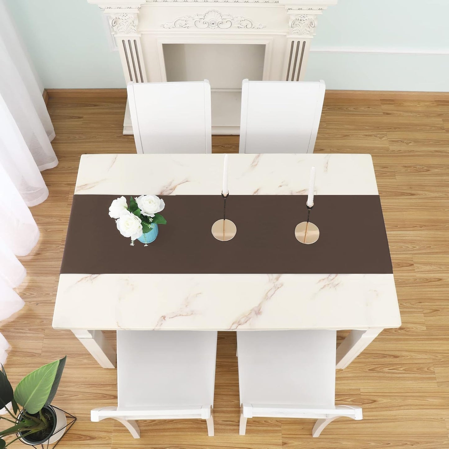 Rustic Brown Table Runner Solid Color Soft Thick Polyester Decorative Cloth Handcrafted for Wedding Party Birthday Graduations Hotel Restaurant Banquet Catering Services Event 14x72 inch