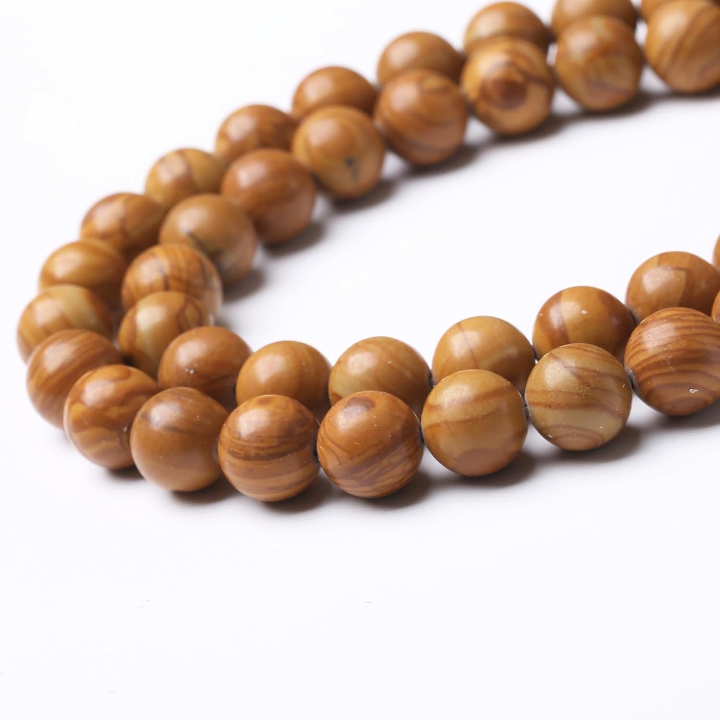 Yellow Woodgrain 6mm Stone Beads for Jewelry Making DIY Craft Gemstone Beads Kit (6mm, 60pcs) Smooth Healing Crystal Beads for Bracelets, Necklaces, Home Decor