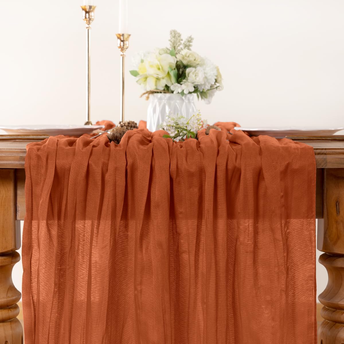 Terracotta Table Runner Cheesecloth Table Runner 10 Pack 10FT Farmhouse Table Runners 120 Inches Fall Table Decor Dining Room Centerpiece Wedding Boho Baby Shower Birthday