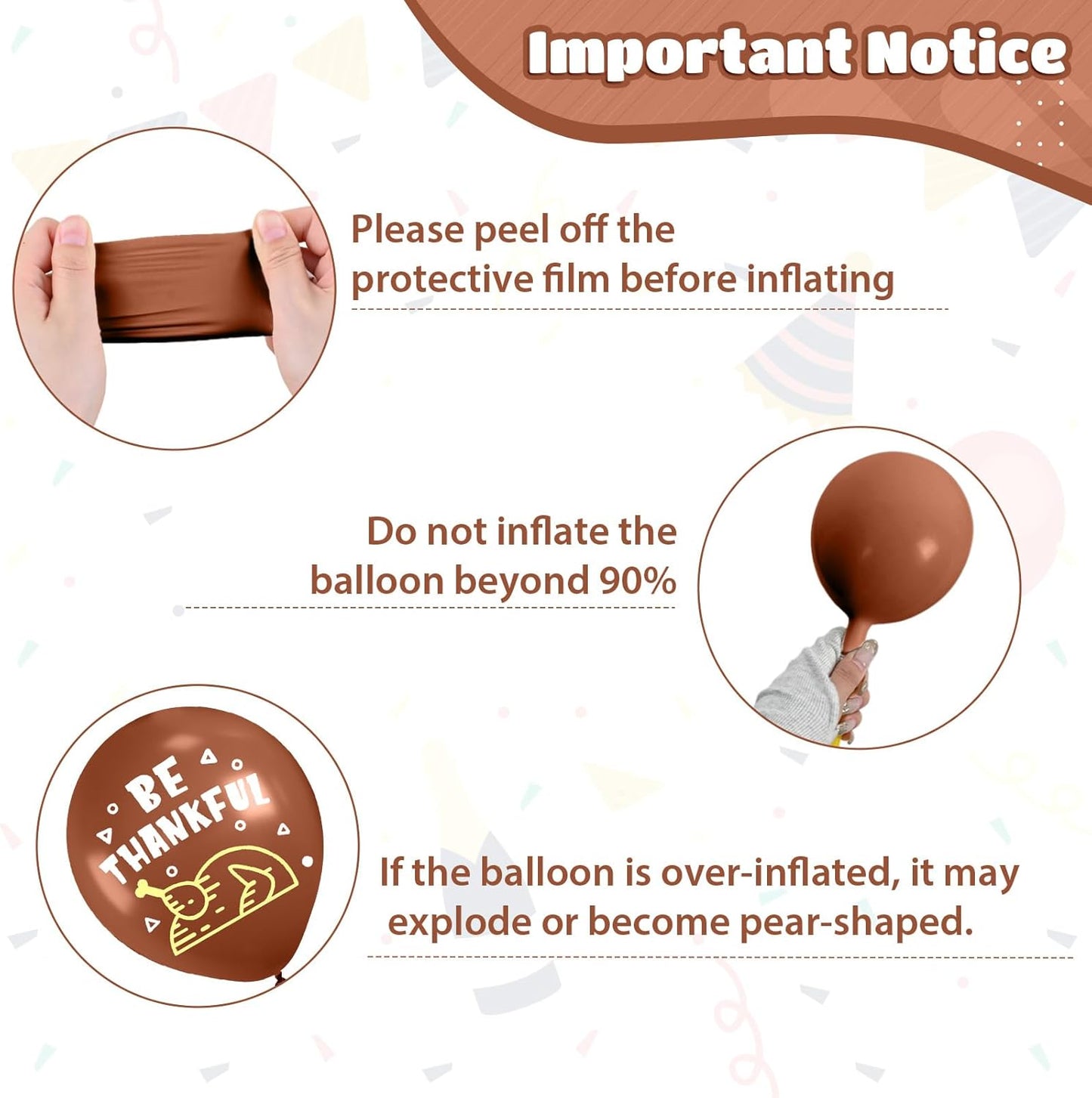 Thanksgiving Balloons, 12 Inch Brown Yellow Burnt Orange Coffee White Pumpkin Turkey Autumn Latex Balloons for Fall Thanksgiving Harvest Birthday Party Baby Shower Decorations