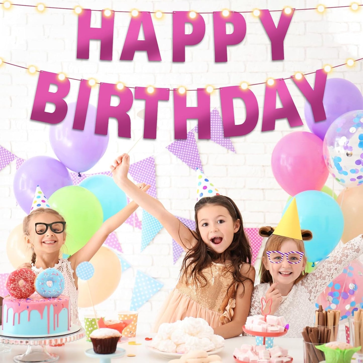 TaoBary 112 Pcs DIY Letter Custom Banner Glitter Customizable Banner Kit Including 107 Letters and Numbers 3 Rope for Valentine Birthday Party(Bright Pink)