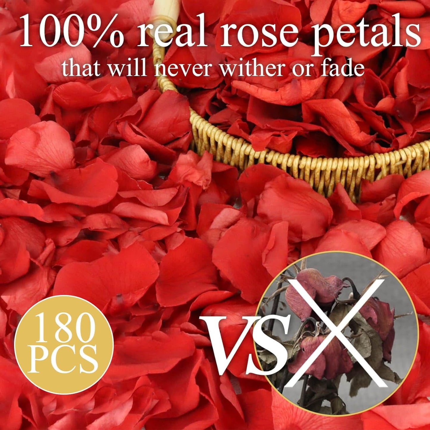 200Pcs Dried Real Red Rose Petals, Preserved Flower Petals 1.75oz for Gifts Wedding Party Decor, Dinner Table Centerpieces, Bridal Shower, Confetti