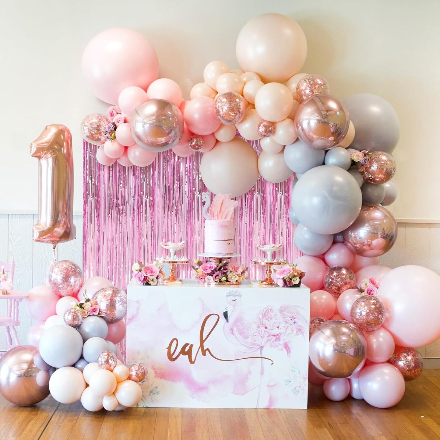 4 Pack Pink Foil Fringe Curtains Door Streamers Party Decorations 3.3 x 8.2 ft, Pink Tinsel Curtain Fringe Backdrop for Parties, Door Fringe Birthday Streamers, Photo Booth Backdrops, Party Decor