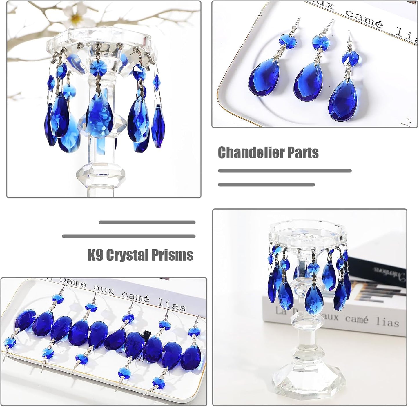 10pcs Crystal Prisms Chandelier Blue Ornament Pendants Rainbow Maker 38mm Drop Prism Hanging Prisms for Wedding Party Chrismtmas Decoration DIY Jewelry