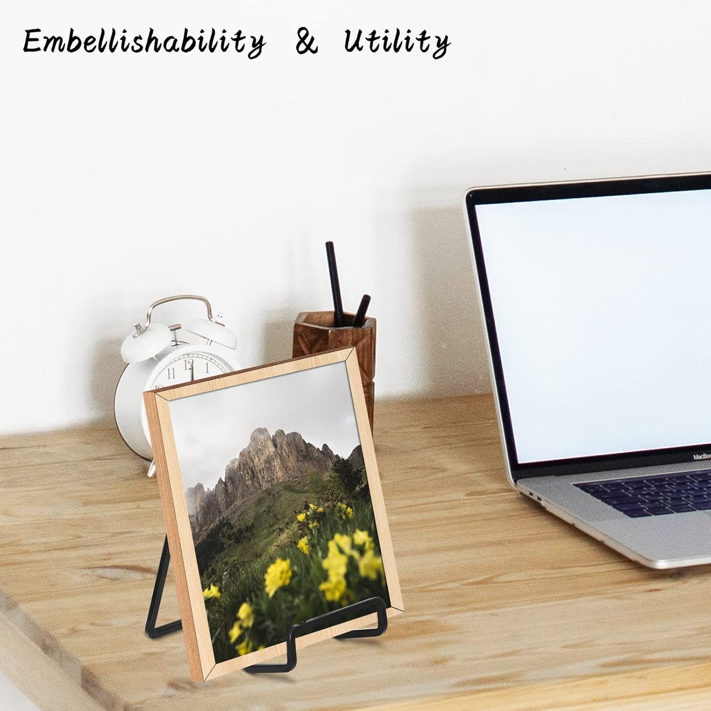 Decolore 4 Pack 4 Inch Black Metal Display Stands Square Plate Holder Display Stand Frame Stand for Picture, Decorative Plate, Photo Easel and Artistic Work