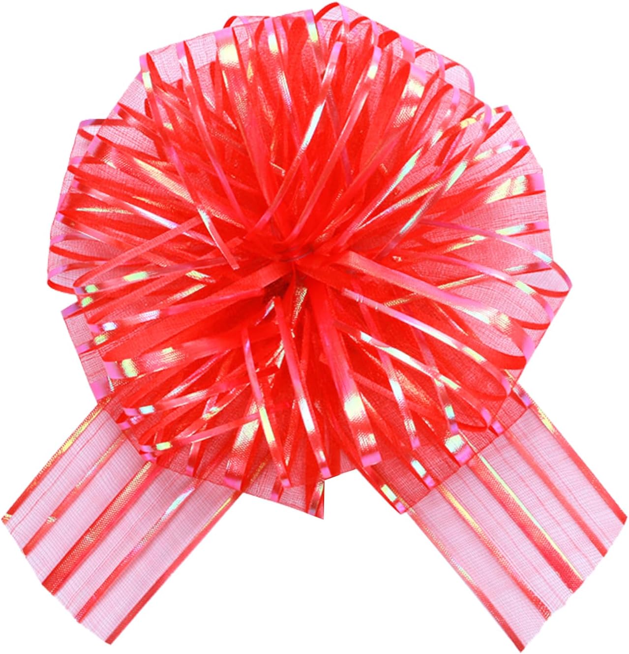 12 Pcs 6 Inch Large Organza Pull Bow Ribbon – Elegant Gift Bows for Wedding Decorations, Christmas Wrapping, Birthday Parties, Car Decor, Gift Baskets, and Valentine's Day Packaging(Red)