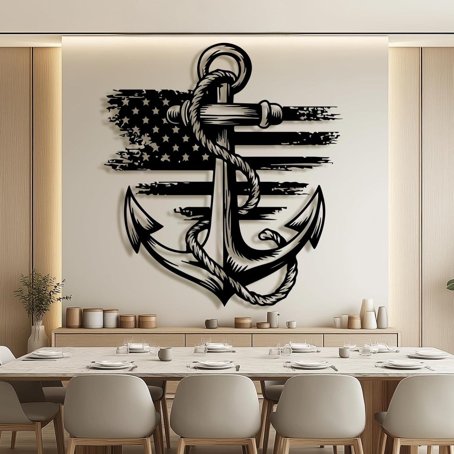 lunwall Metal Anchor Wall Decor, Anchor Metal Sign, Metal Anchor Decor, Anchor Metal Wall Art, Metal Nautical Wall Decor, Metal Wall Decor Coastal, Anchor Wall Decor (white, 35L x 32W / 90 x 81 cm)