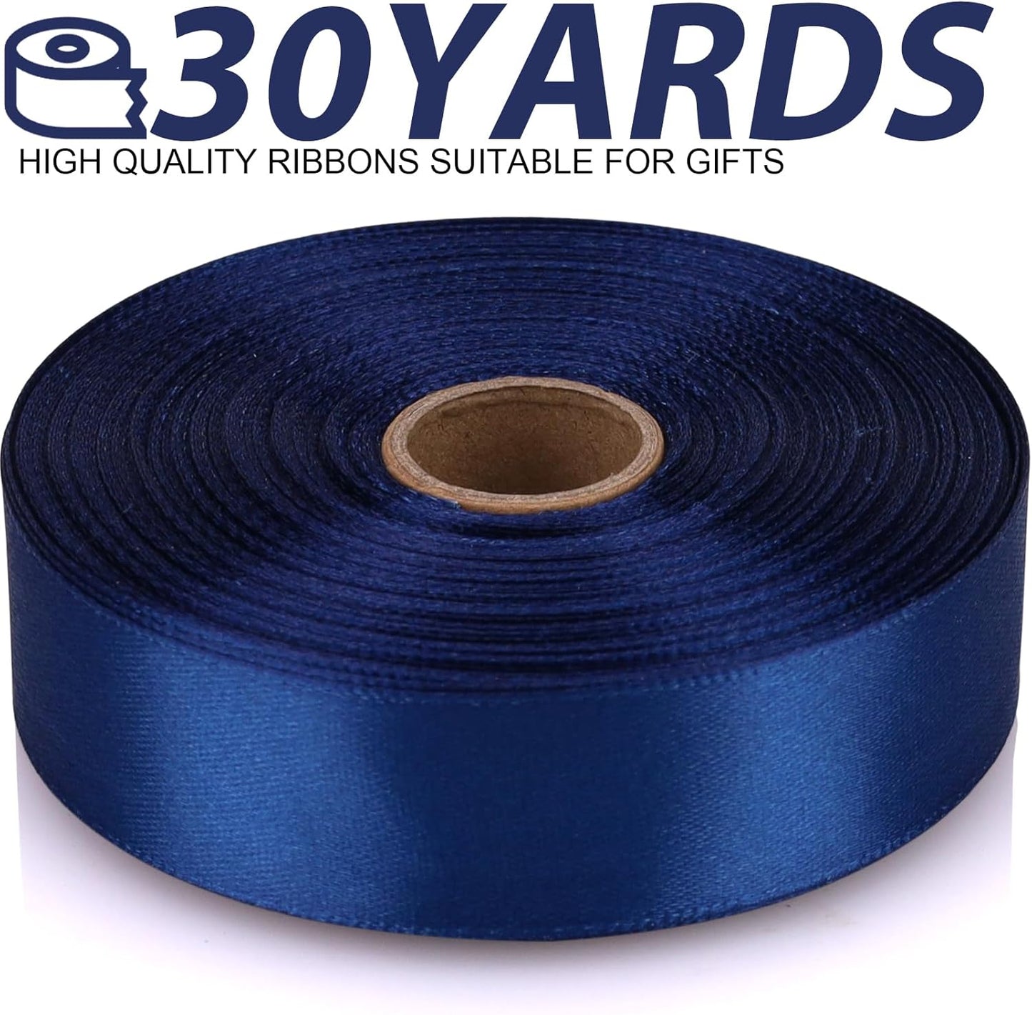 Deep Blue Ribbon 7/8 Inch 30 Yards Satin Craft Ribbon-Single Face Polyester Ribbon for Handmade Roses,Gift Wrapping,Timeless Flower,Bouquets,Wedding and Party Decoration