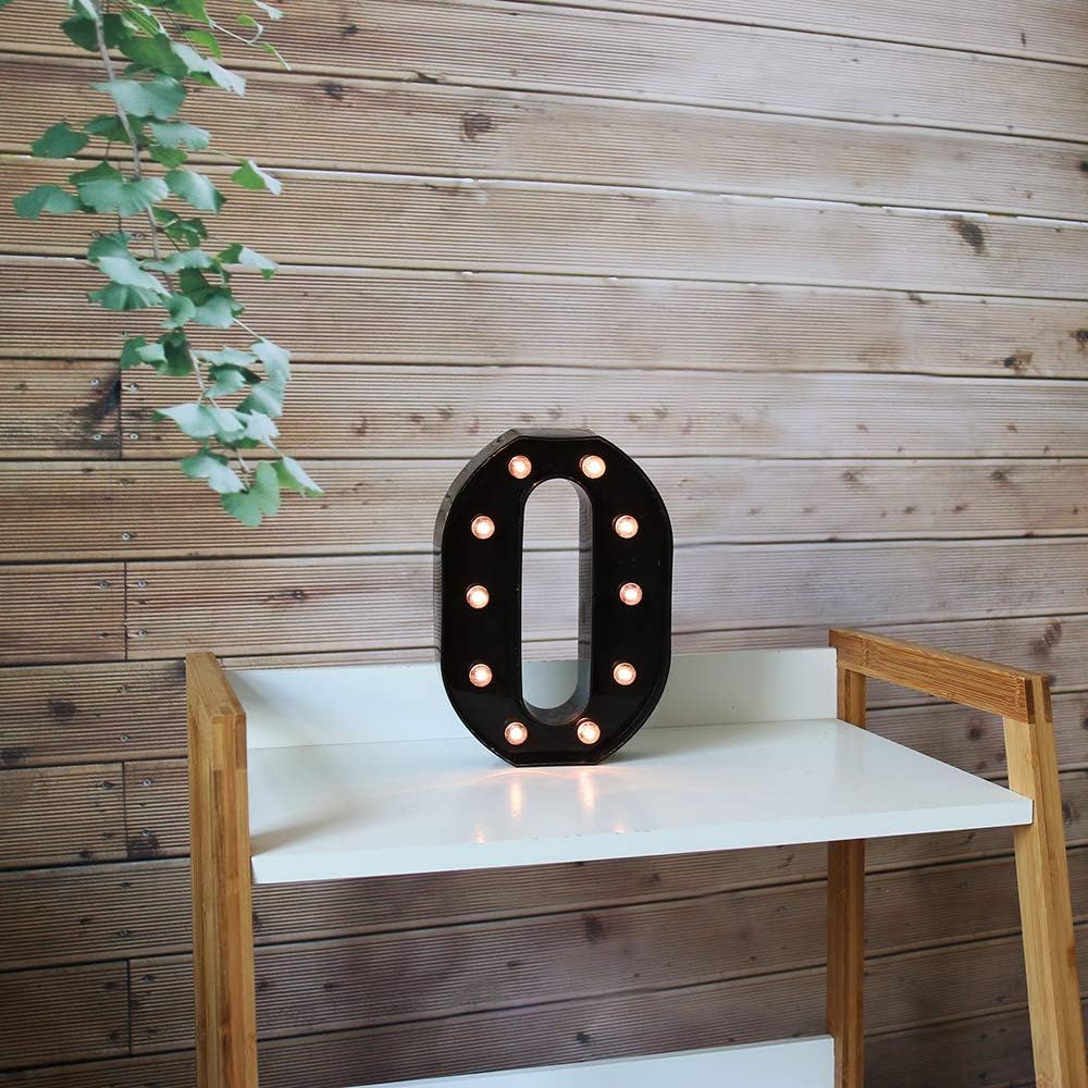 Light Up Black Alphabet Marquee Letters Sign LED Marquee Number Lights Sign for Night Light Home Bar Christmas Lamp Birthday Party Wedding Decoration O