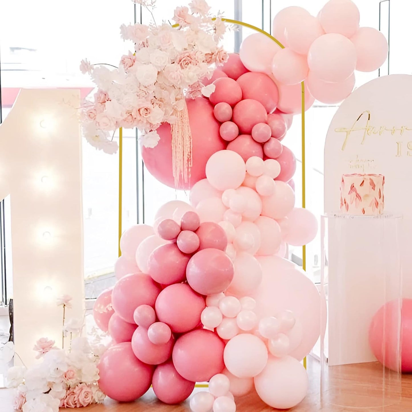 Wokceer 6.6 FT Wedding Arch Backdrop Stand and Arch Cover, Metal Arch Stand with Arch Stand Cover for Birthday Party Wedding Ceremony Bridal Baby Shower Event Decor