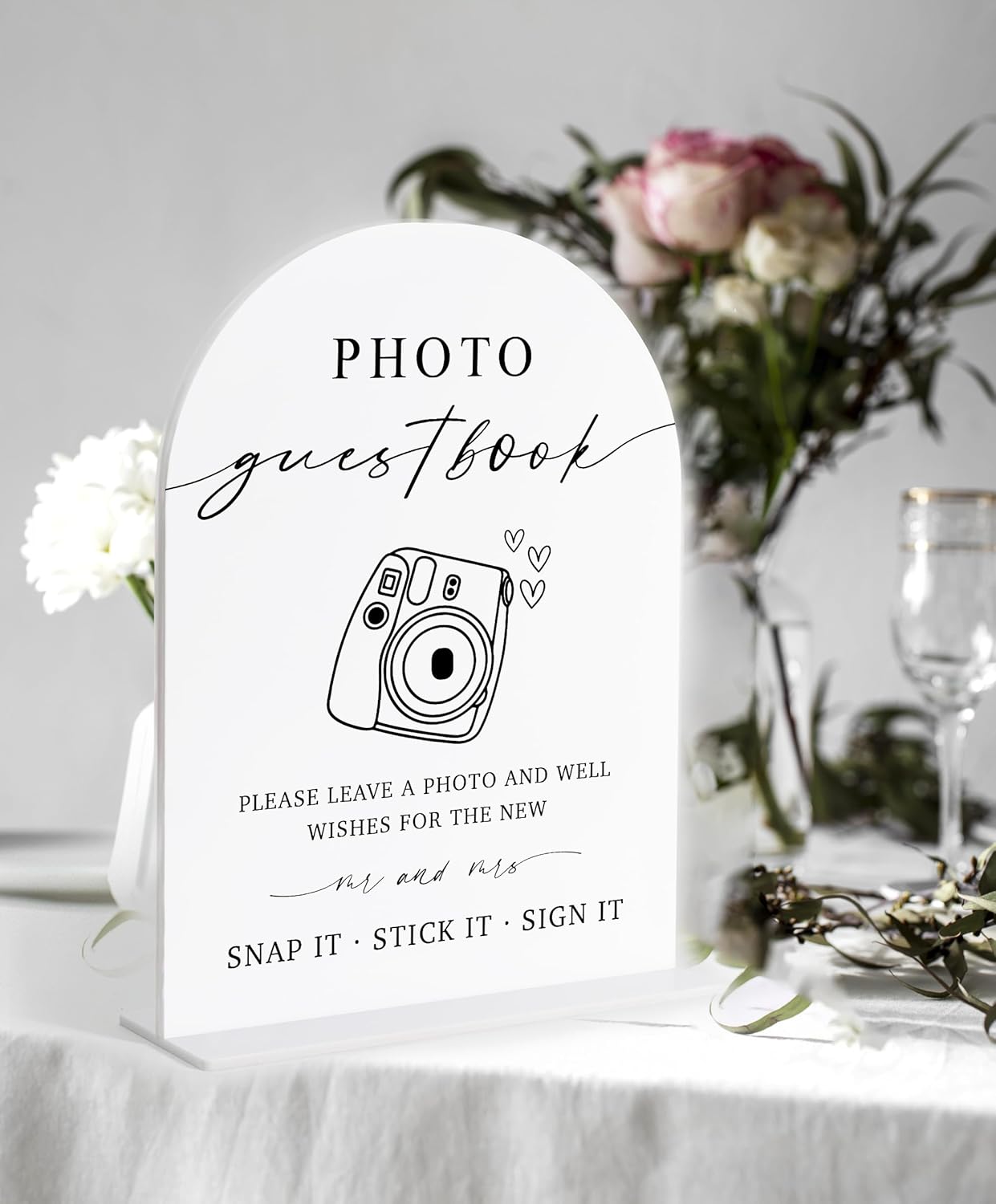 Photo Guest Book Sign, White Arch Acrylic Wedding Sign, Wedding Guest Book Alternative, Bridal Shower Decor, Engagement Party Decor, Centerpiece Table Decorations Party for Bride and Groom-24