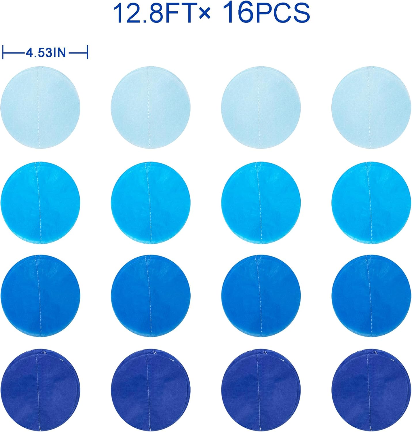 PinkBlume 205 Ft Blue Party Decorations Ombre Navy Circle Dot Backdrop Streamer Royal Tissue Paper Polka Hanging Garland for Birthday Graduation Wedding Under The Sea Nautical Ahoy Achor