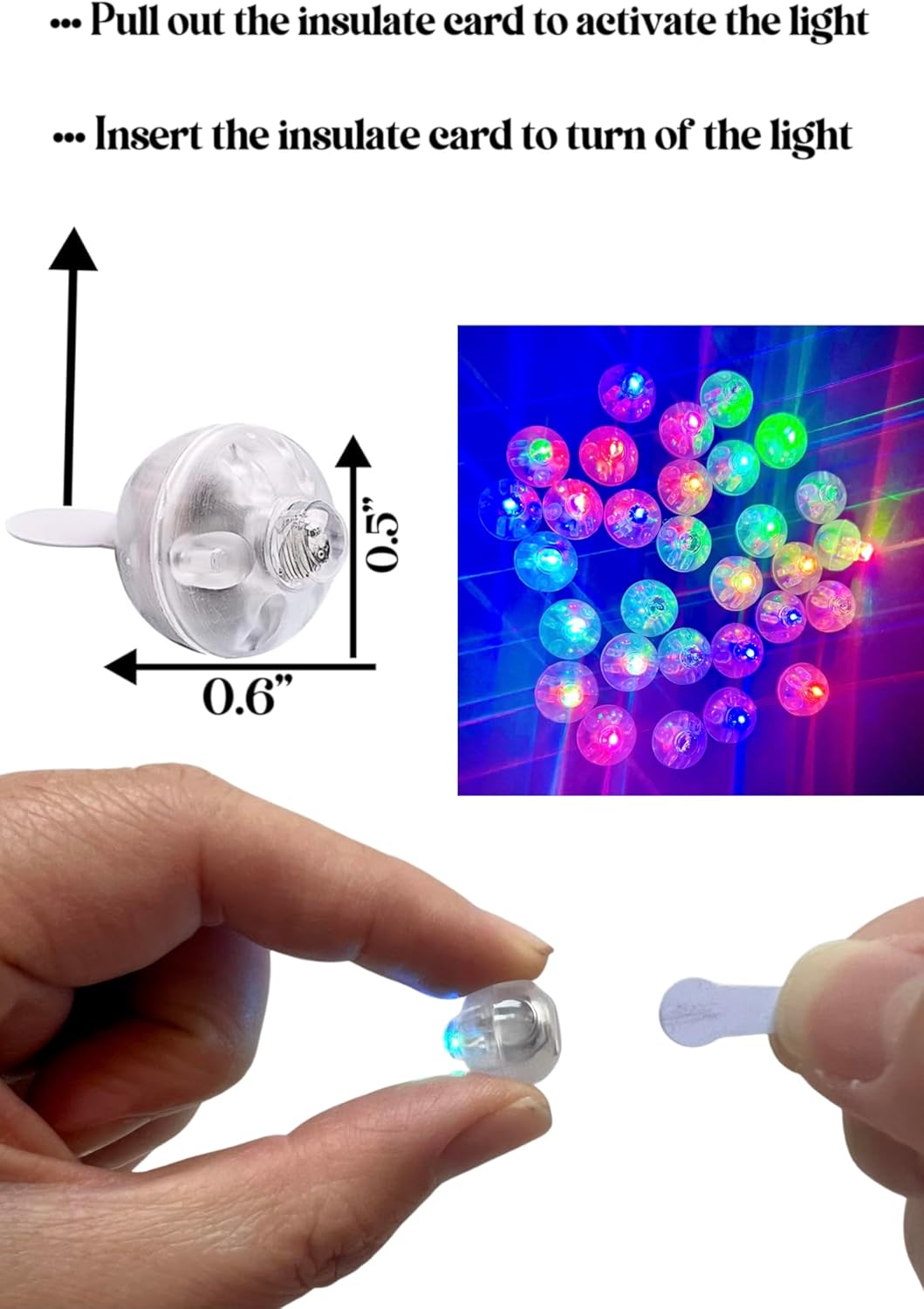 GiftExpress Mini LED Ballon Lights - 100 Pieces & 48+ Hours of Flashing Multicolor Glow for Balloons, Light Up Easter Egg, Xmas Decor Waterproof Bright Blinking Light Up Ball for Party Decoration