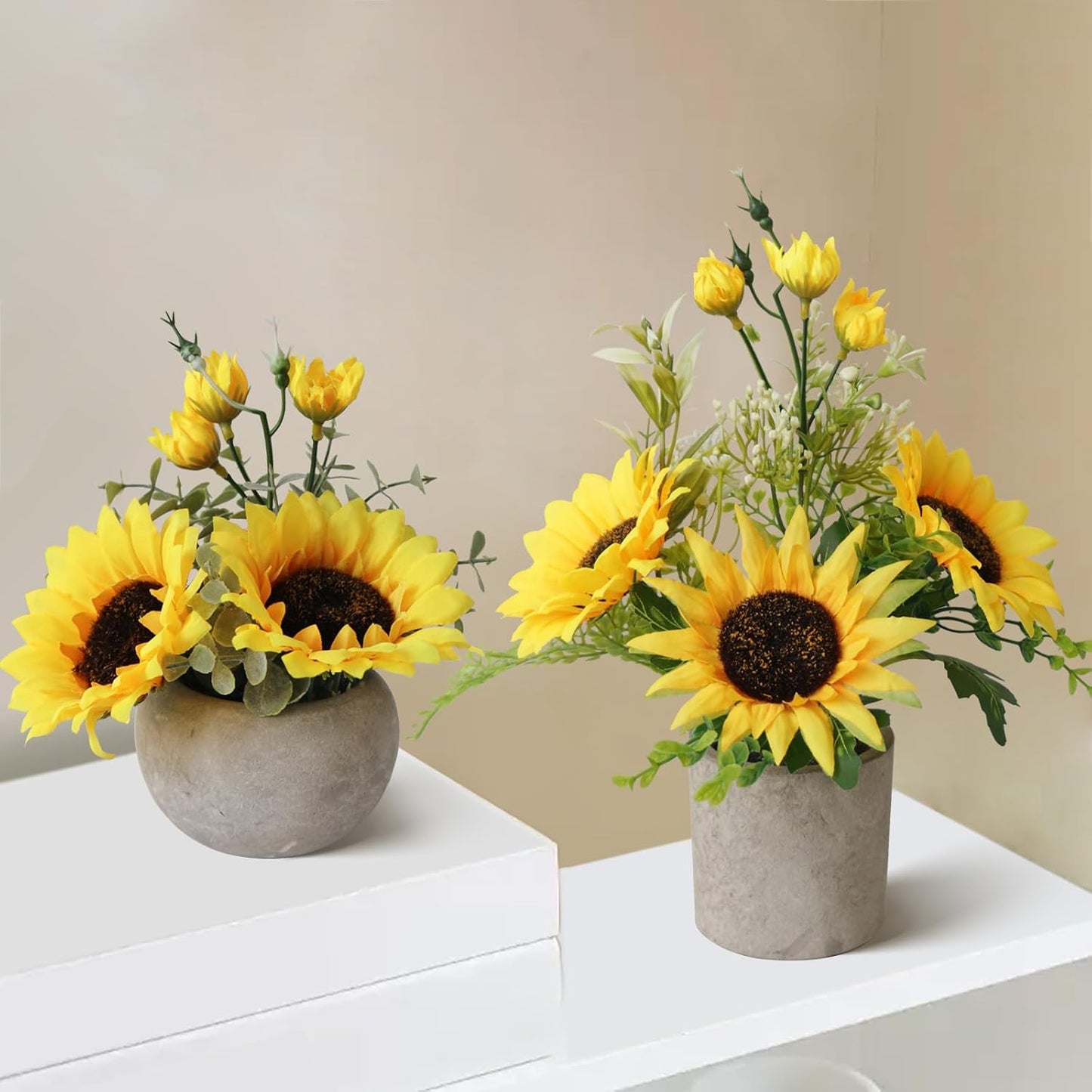 Leftover Sunflower Artificial Flowers Pot,Sunflower Decor,Flower Centerpieces for Tables,Fake Flowers in Vase for Summer Decor, Yellow Decor