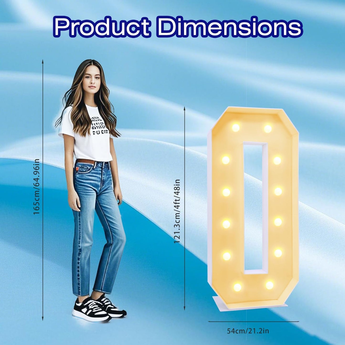 4FT Marquee Plastic Letters O - Light up Letters O Are Made from Corrugated Plastic Board - Quick Assembly Without Tools, Disassembled Components Can Be Used for Garage Sale Signs, Yard Sale Signs