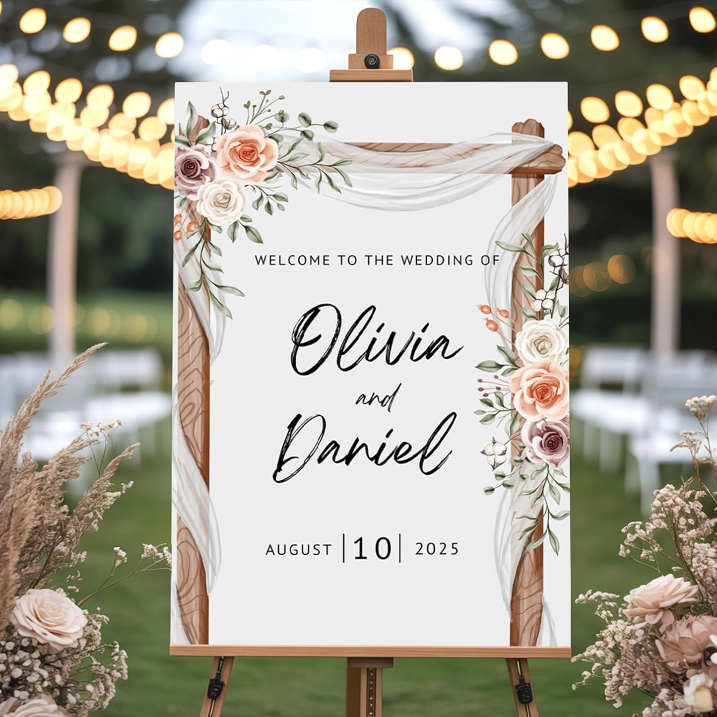 Personalized Welcome Wedding Sign for Celebration Decor, Custom Weddings Reception Signs, Corrugated Plastic for Bride & Groom, Entrance Sign Wedding Canvas, Wall Art for Bridal Party