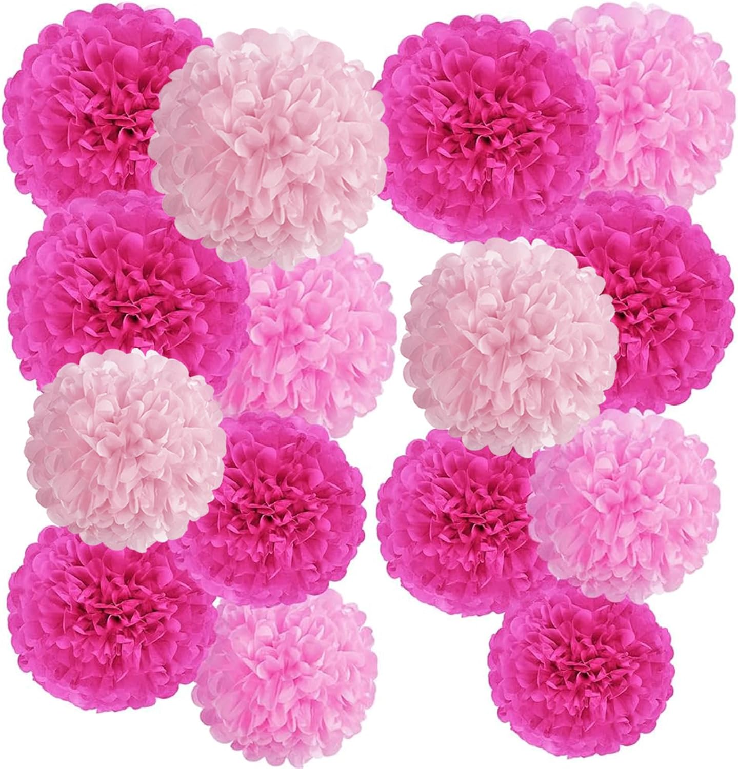 Hot Pink Tissue Pom Poms Paper Flowers Hanging Decorations Pink Flower Ball for Mother's Day Baby Shower Wedding Nursery Birthday Party Backdrop Home Outdoor