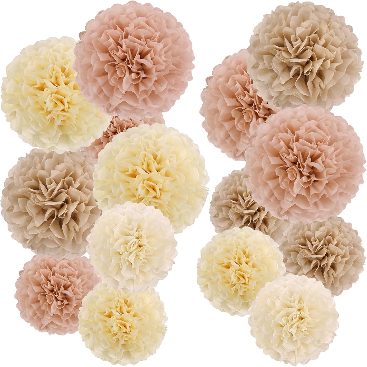 EASY JOY Boho Tissue Pom Poms Paper Flowers Hanging Decorations Brown Beige Party Decor for Bridal Shower Decorations Autumn Home Decor Baby Shower Wedding Nursery Birthday Backdrop 15PCS