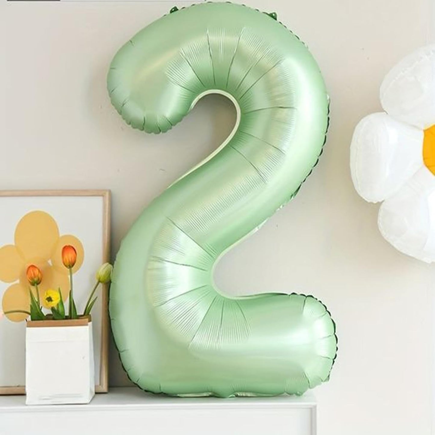 40 Balloon Number 2 Olive Green, Large Foil Number Balloons Set 0-9, Olive Green 2 Helium Balloons for Girls Boys 2nd 12th 20th Birthday Anniversary Graduation Jungle Safari Party Decoration Supplies