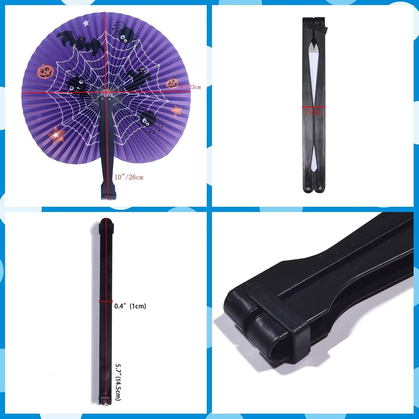 20 Pack Halloween Party Decoration Handheld Folding Paper Fan Bulk Set for Halloween Party Supplies Halloween Party Favor