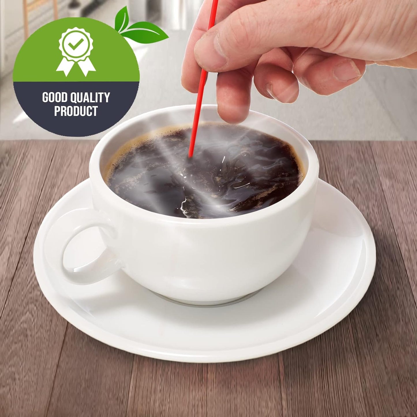 PAMI 1000 Pack Disposable 7 Inch Plastic Coffee Stirrers Straws Red Cocktail Straws for Hot and Cold Drinks