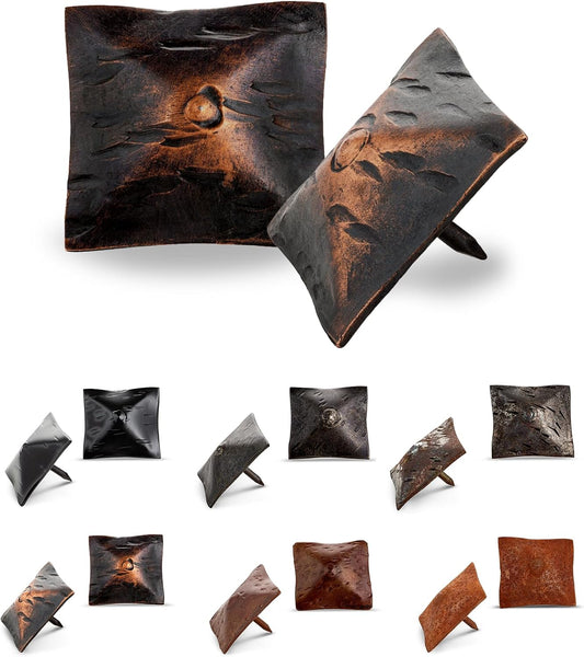 10 Pack 1.5" Square Head Iron Clavos Decorative Nails – Oil Rubbed Bronze – Handmade Rustic Square Fasteners for Farmhouse Shutters, Faux Wood, Barn Doors, Shutters, Gates – Ornamental Wood Accent