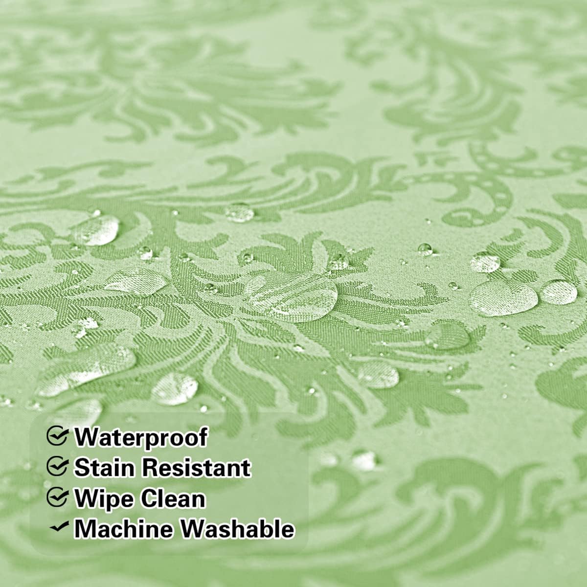SASTYBALE Jacquard Damask Tablecloth Rectangle 52 x 70 Inch Light Green, Spill Proof Oil Proof Wrinkle Resistant Tables Cloth, Polyester Table Cover for Summer Dining, Party, Indoor, Outdoor