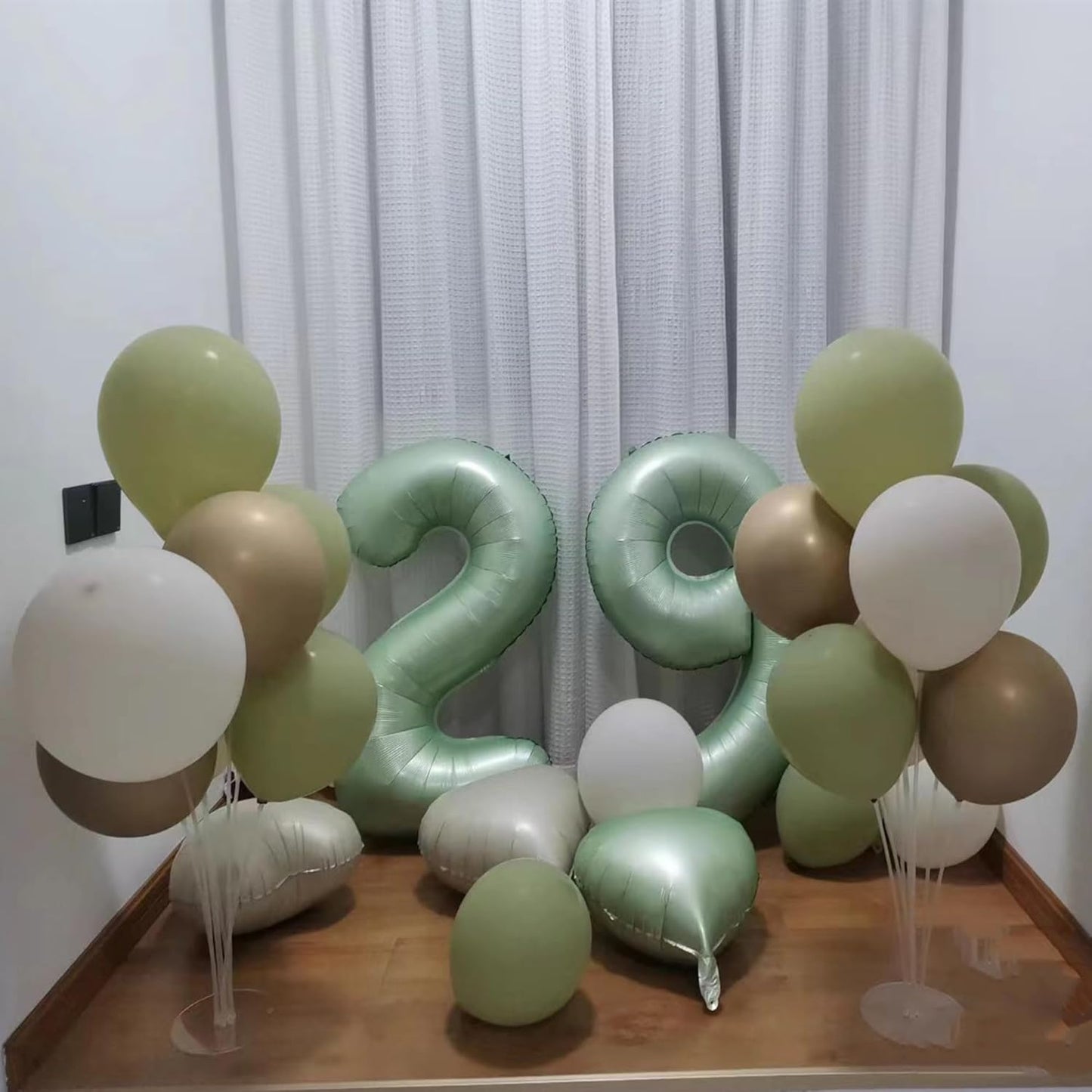40 Inch Olive Green Number 9 Balloon Big Self Inflating Foil Number Balloons 0-9,Light green Digital 9 Helium Balloon for 9th 19th Girls Birthday Graduation Anniversary Party Decoration