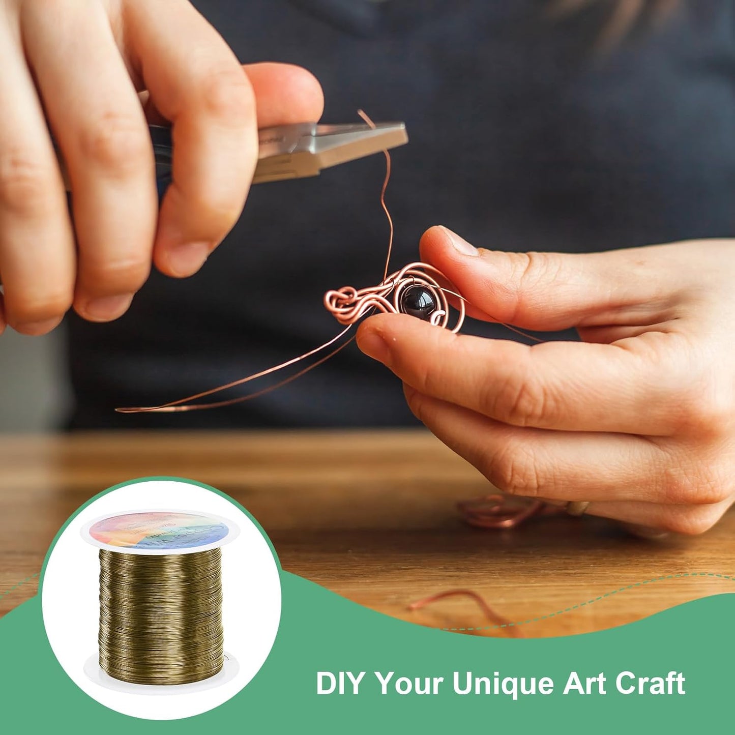 0.3mm Jewelry Wire, 28 Gauge 328FT Craft Wire Copper Beading Wire for Jewelry Making/Planting/Weaving/DIY Crafting, Soft Metal Wires [100M, Bronze Tone]