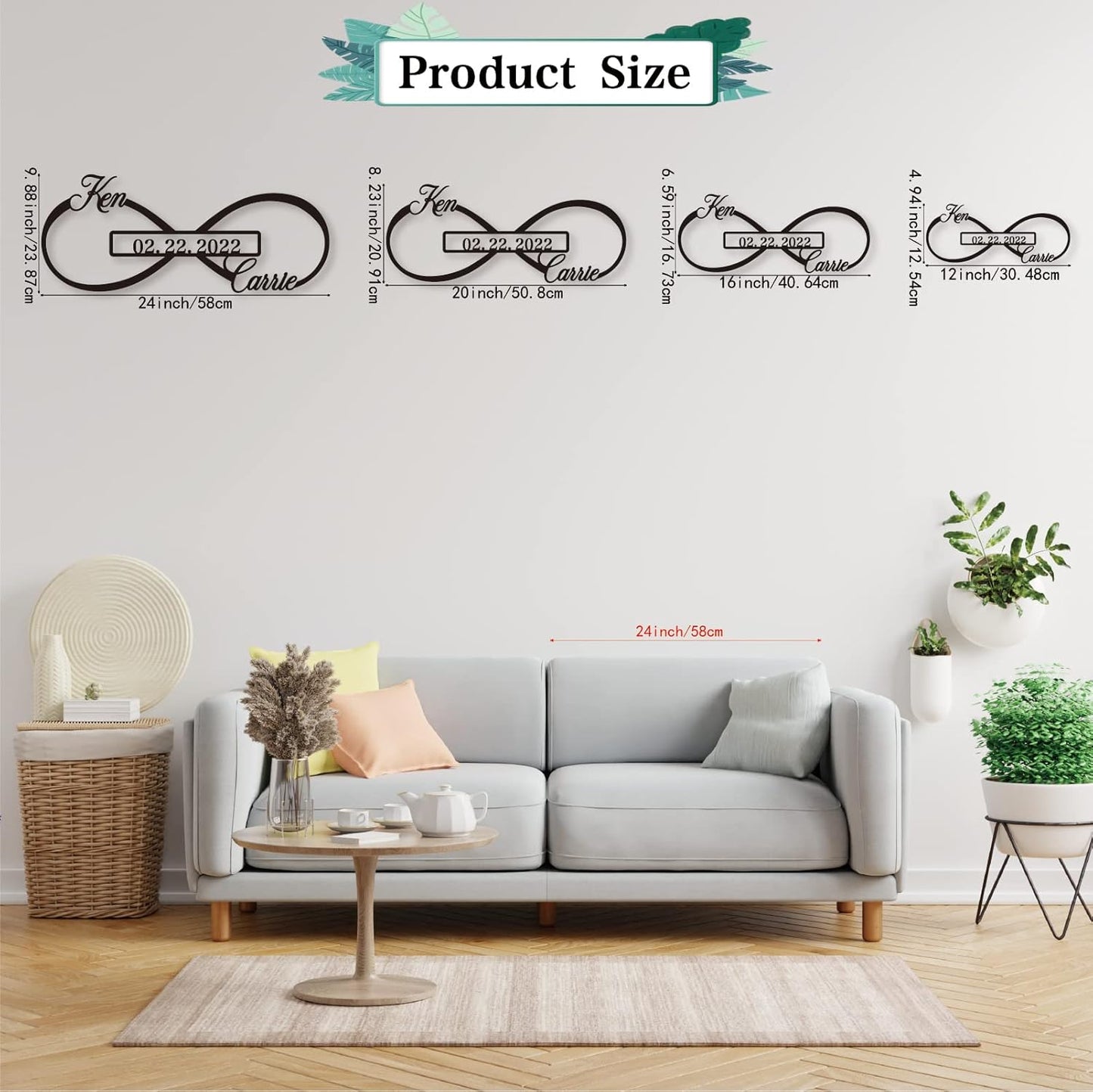 Personalized Infinity Symbol, Metal Love Sign, Love Sign Infinity Heart Sign Metal Wall Decor, Metal Wall Art Decor, Valentine'S Day Gift For Her, Personalized Anniversary Wedding Gift For Couple