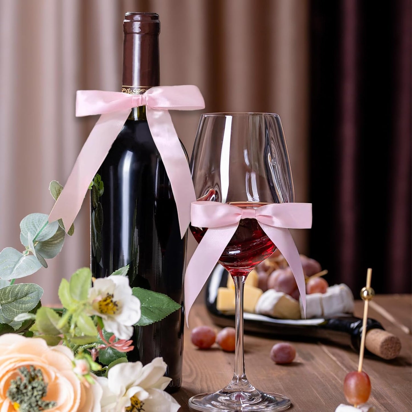 30Pcs Satin Ribbon Pink Bows 5x7 Inch Twist Tie Bow for Gift Wrapping Champagne Bottle Cake Treat Bag Craft DIY Gift Christmas Birthday Party Balloons & Garland Home Decor