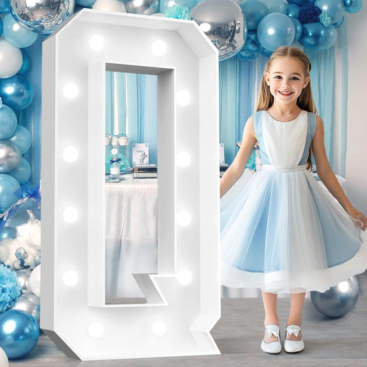 Ledido 4FT Marquee Light Up Letters, Cool White Light Up Letters Large Marquee Letter for Party Decorations, Mosaic Letter Q for Balloons, Wedding Birthday Graduation Decor