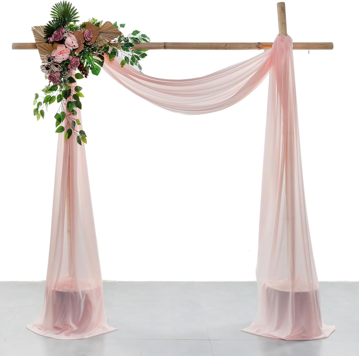 VDS Pack of 2 Panel (30 Inch X 20 Feet) Wedding Arch Draping Fabric Sheer Chiffon Fabric Drapery for Wedding Ceremony Reception Swag Backdrop Canopy Chuppah ARBO Altars Decoration (Dusty Rose)