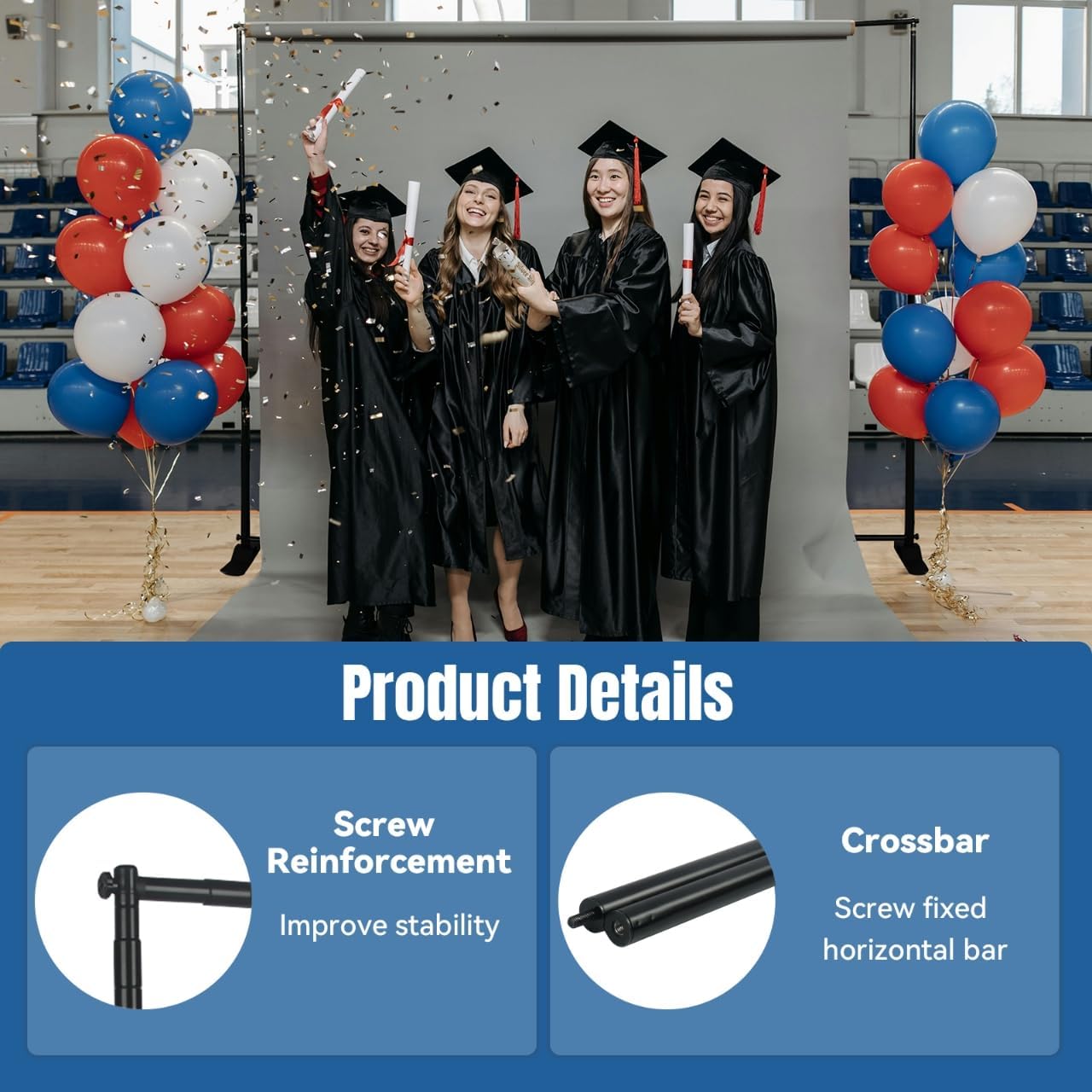 10x8 FT(WxH) Heavy Duty Backdrop Banner Stand with Adjustable Telescopic Tube,Step and Repeat Stand for Parties, Photo Booths, Exhibit Events and More Easy to Install(Carrying Bag Included)