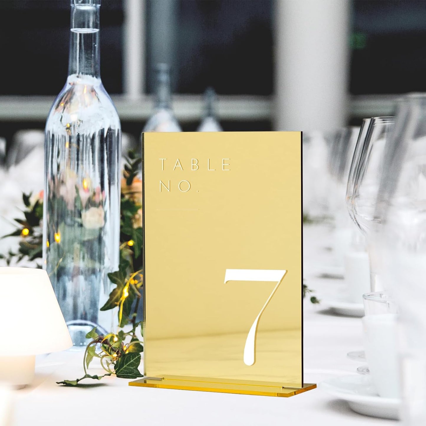 JINMURY Gold Wedding Table Numbers 1-25 with Stands, 5"x7" Gold Mirror Acrylic Table Numbers, Perfect for Wedding Reception, Party, Anniversary, Event