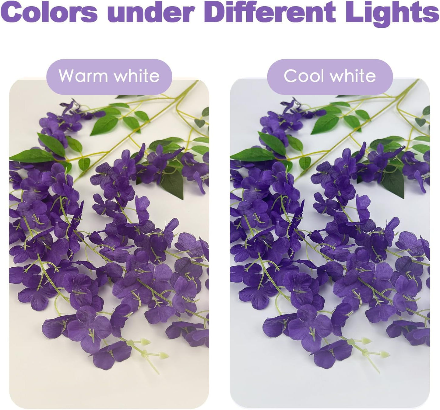 24 Pcs of Wisteria Hanging Flowers, 3.75 Feet Fake Wisteria Flower Strings, Artificial Wisteria Flowers Hanging Garland for Backdrop, Wedding, Ceremony,Garden and Home Wall Decoration (Dark Purple)