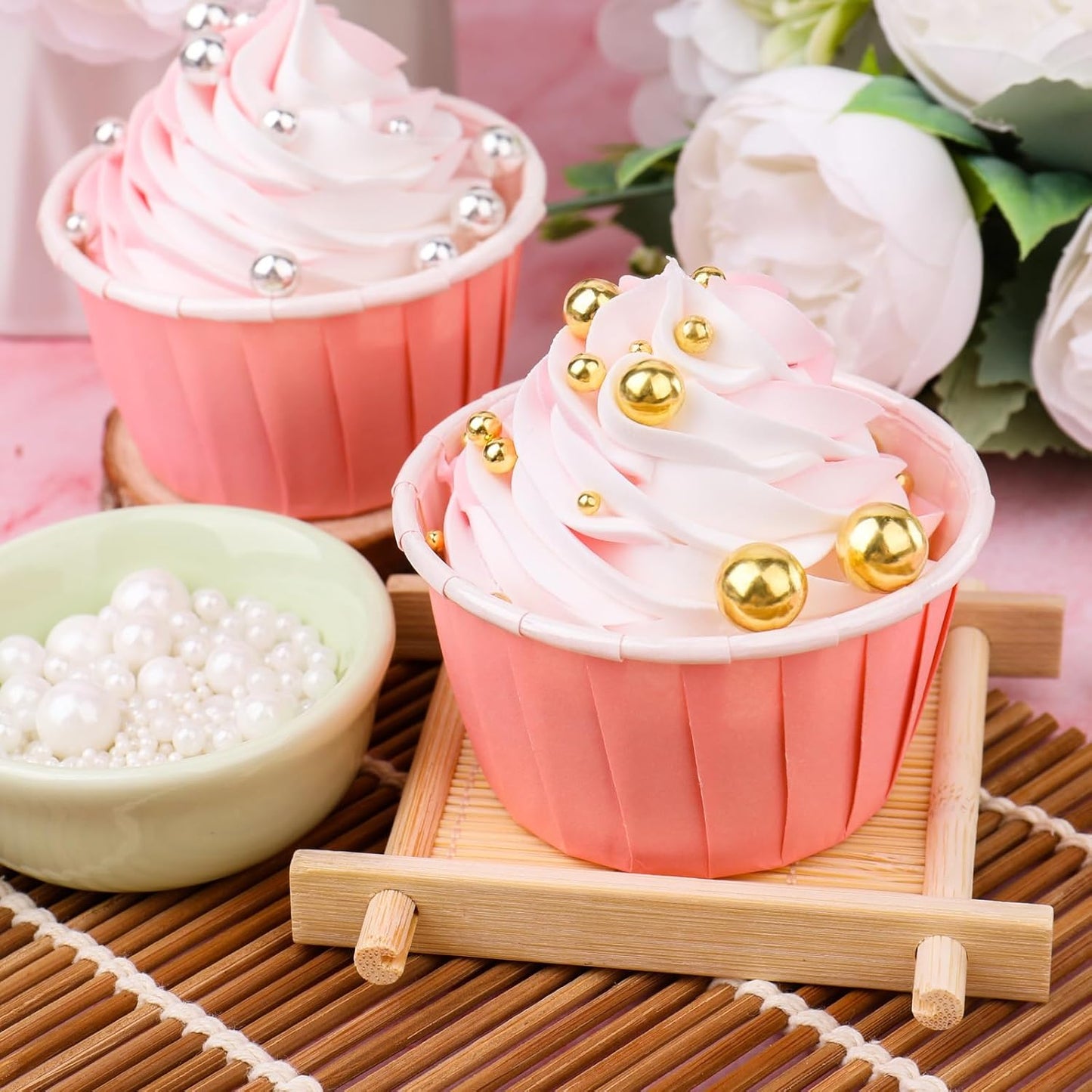 Yellow Pearl Sprinkles for Cake Decorating, 11.3 Oz Edible Pearls Sugar 4 Sizes Gift Box Set for Baking Cookie Ice Cream Cupcake Toppings