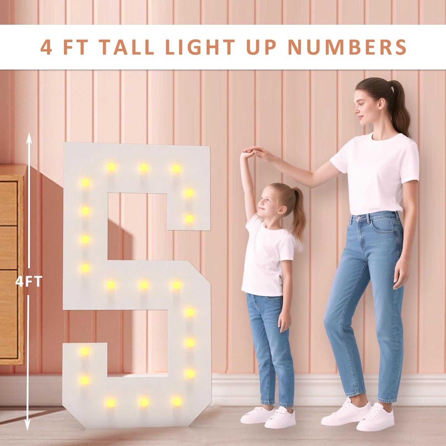 LOBOOM 4FT Light Up Numbers, Marquee Numbers 4 Feet Tall Giant Number 0 Mosaic Big Number Sign for 10th 30th 60th Birthday Party Backdrop Anniversary Decorations, Pre-Cut Large Frame