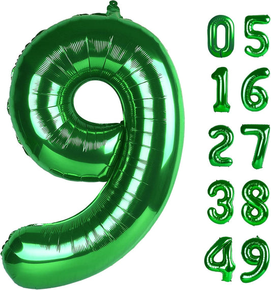 40 Inch Big Green 9 Balloon Number, Jumbo Giant Happy 9th 19 29 39 49 99 Birthday Party Decorations, Large Nine Mylar Foil Anniversary Birthday Party Engagement Decorations