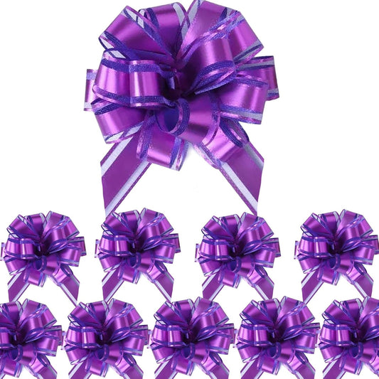Small Pull Bows, 10 PCS 4 Inch Purple Gift Bows for Wrapping,Basket, Wedding,Birthday Party,Flower Bouquet Decoration