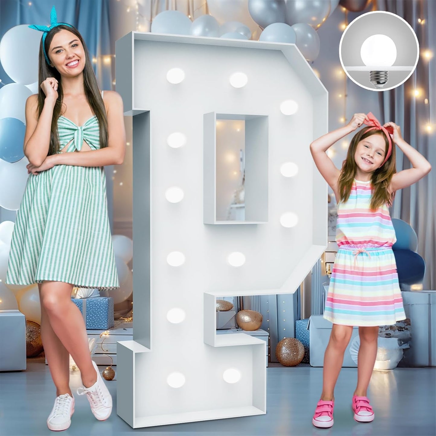 4FT Marquee Light Up Letters - Cool White Light Up Letters P with Fixed Water Bag, Party Decoration Large Marquee Light Up Letters can Be Used for Wedding Decoration, Birthday Party Decoration