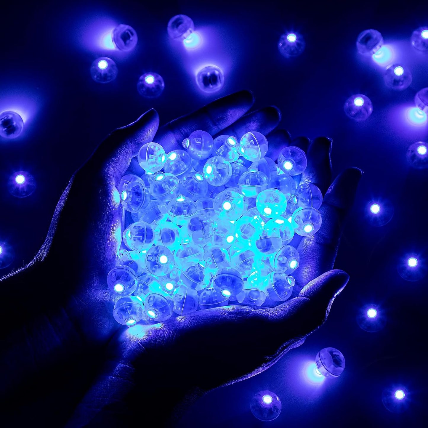 200pcs Blue LED Balloon Lights, LED Round Ball Lamp Tiny Lighting Decoration for Indoor Outdoor Party Event Fun Wedding Festival Birthday Halloween Christmas Party Supplies