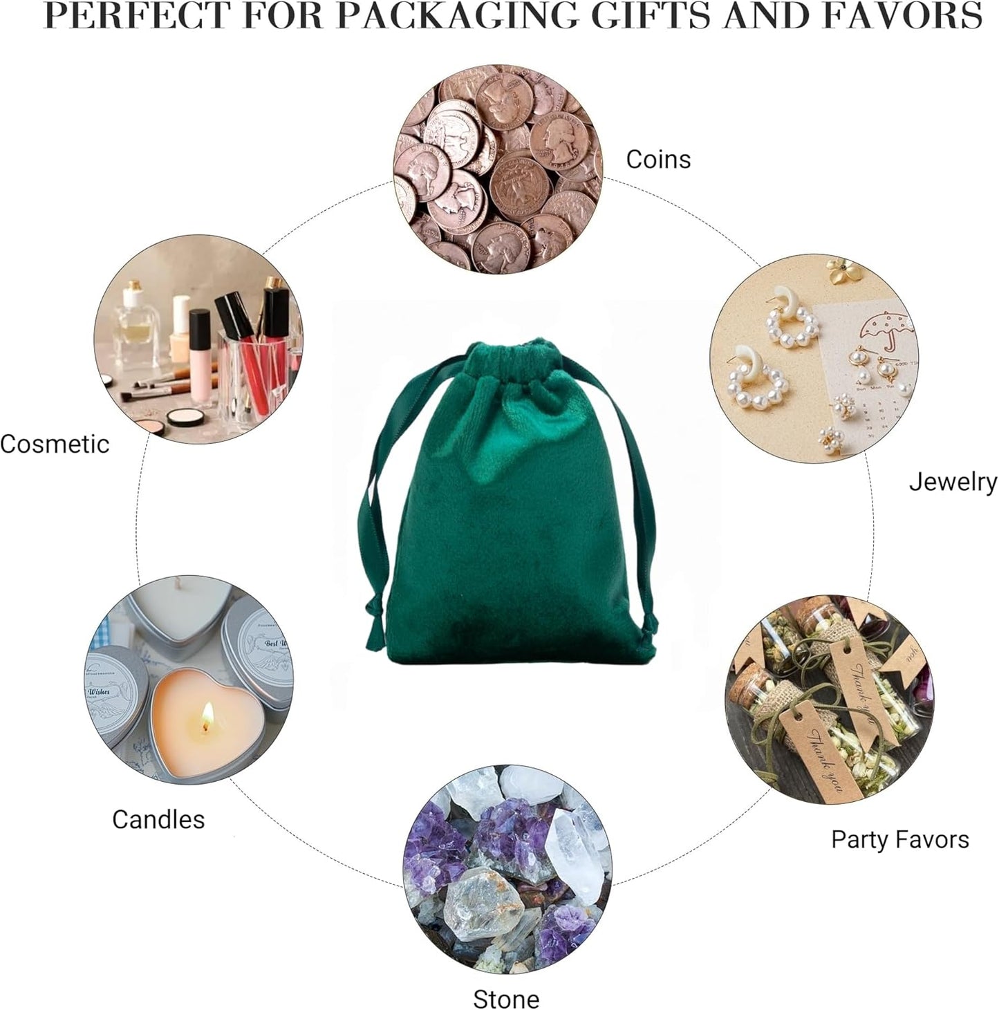 QIANF 12pcs Hunter Green Velvet Drawstring Bags 4x6 inches Velvet Cloth Small Gift Bags Jewelry Pouches for Storage Wedding Party Favor Christmas