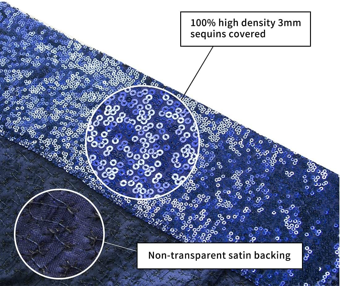 Poise3EHome 7Ft x 7Ft Navy Blue Sequin Backdrop, Glitter Thick Satin Sequin Background Drapes, Sequence Xmas Thanksgiving Backdrop for Wedding Party Holiday Festival Decor