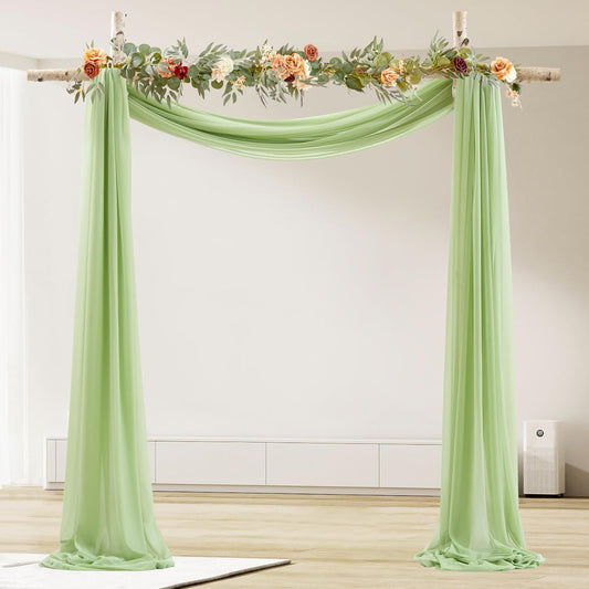 30" x 20Ft Wedding Arch Draping Fabric, 1 Panel Olive Green Sheer Curtain Drapes Extra Wide & Long Backdrop Curtains for Wedding Arch Ceremony Birthday Party Decorations
