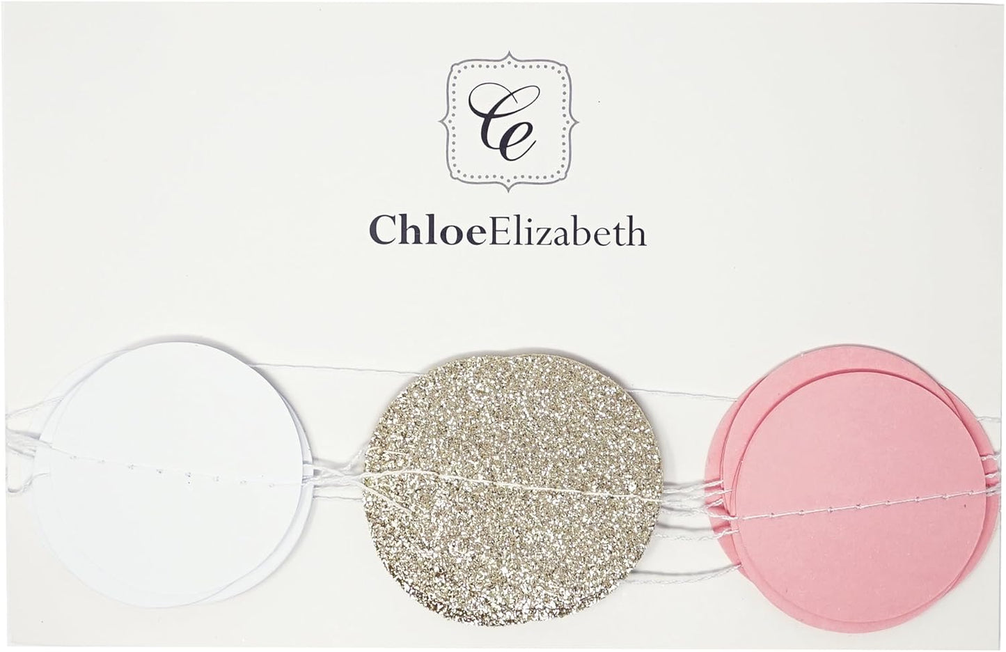 Chloe Elizabeth Circle Dots Paper Party Garland Streamer Backdrop (10 Feet Long) - Pink, White, Gold Glitter