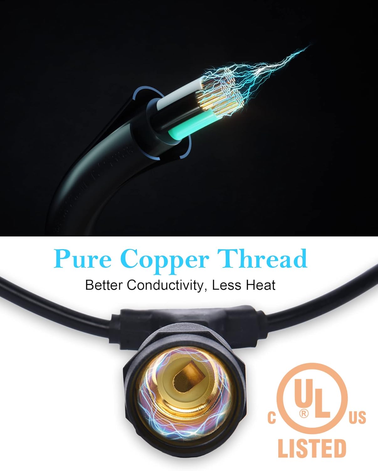 52FT Outdoor LED String Lights Shatterproof UL Listed 2FT Spacing with 26 Plastic Bulbs, Commercial Grade Hanging Lights String 24 Sockets, Decorative Patio Lights for Backyard Garden Party Bistro