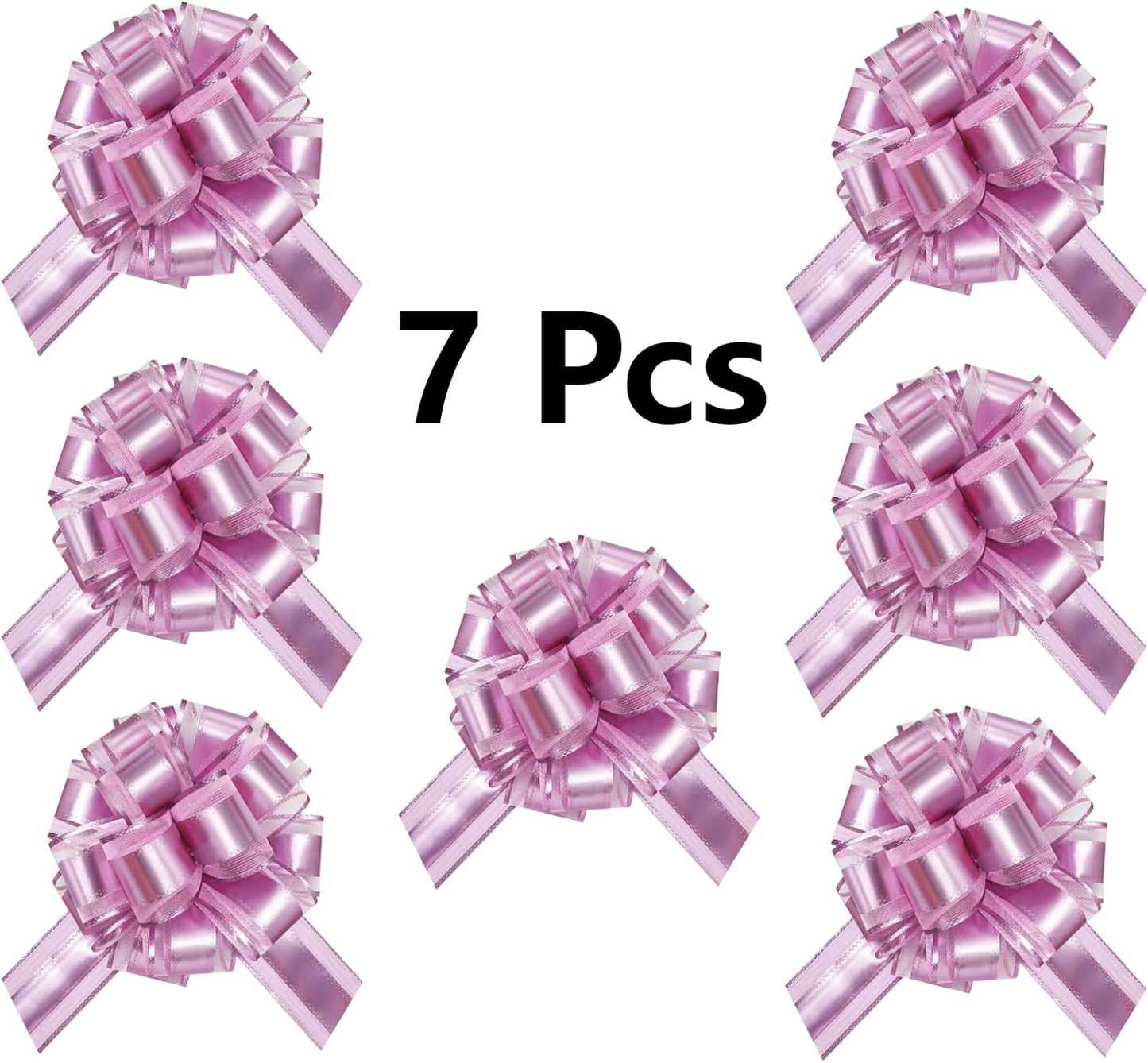 7 Pieces Large Pull Bows, 6 inche, Big Bow for Gift Wrapping, Christmas Party Birthday Gift, Wedding Baskets,Valentine's Day Gift Decorations, Flower Decoration (Pink)