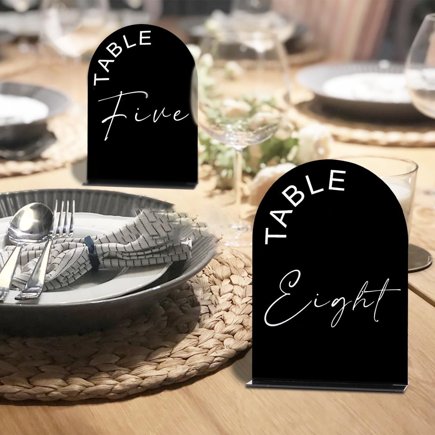 Black Arch Wedding Table Numbers 1-20 with Stands, 5x7 Inch Acrylic Arch Sign with Holder for Wedding Reception Table Centerpiece Decoration