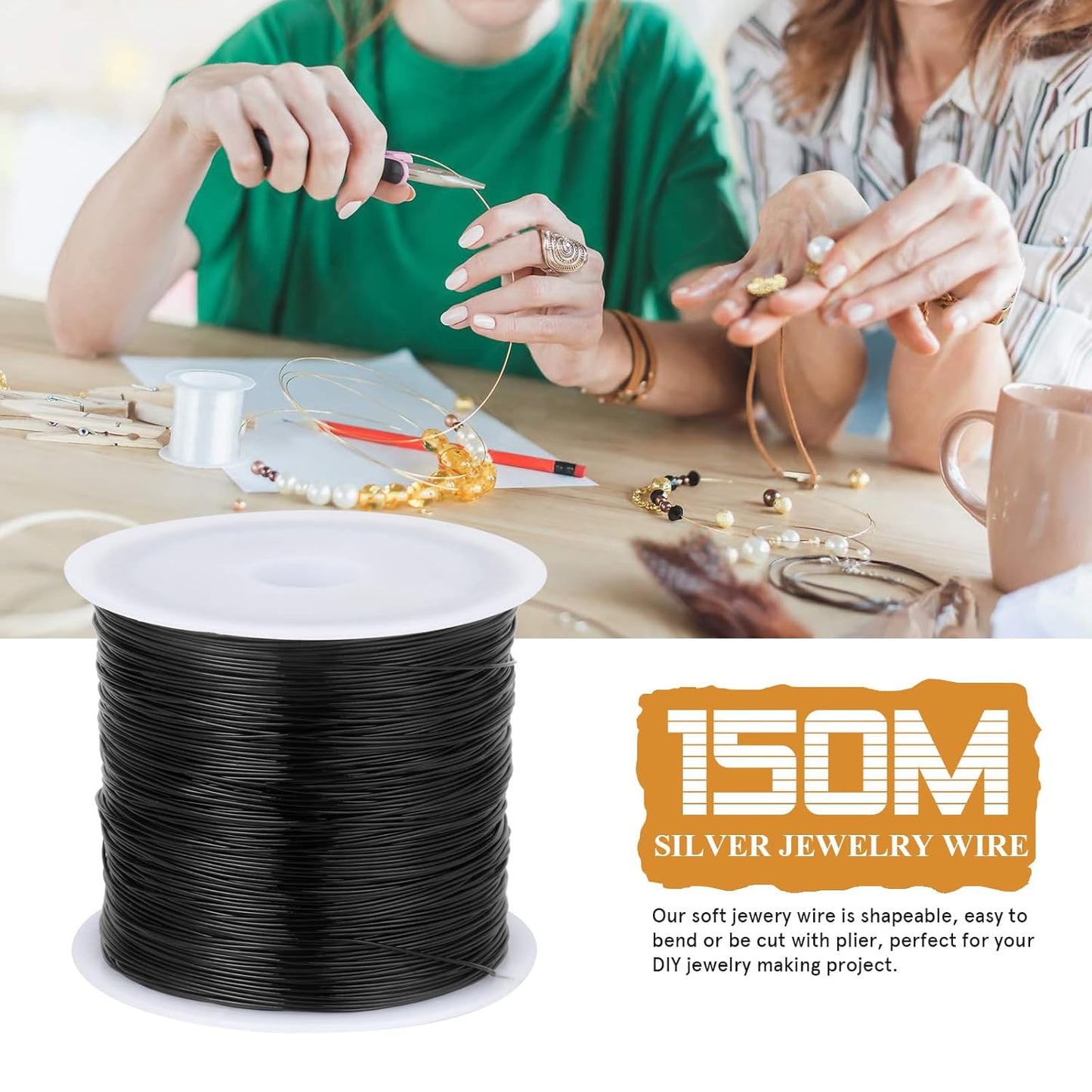 492FT Jewelry Wire 32 Gauge Tarnish-Resistant Copper Beading Wires Roll Bulk for DIY Crafts Jewelry Making, Black Wire